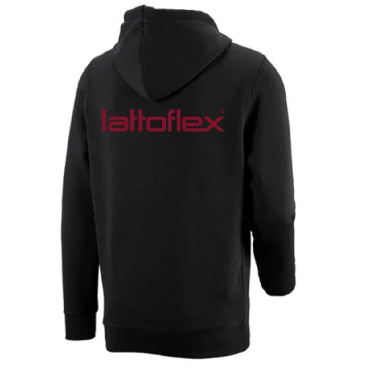 Lattoflex Hoodie Kapuzenpullover Rueckseite bedruckt mit Lattoflex. Lattoflex Hoodie Kapuzenpullover Rueckseite bedruckt mit Lattoflex.