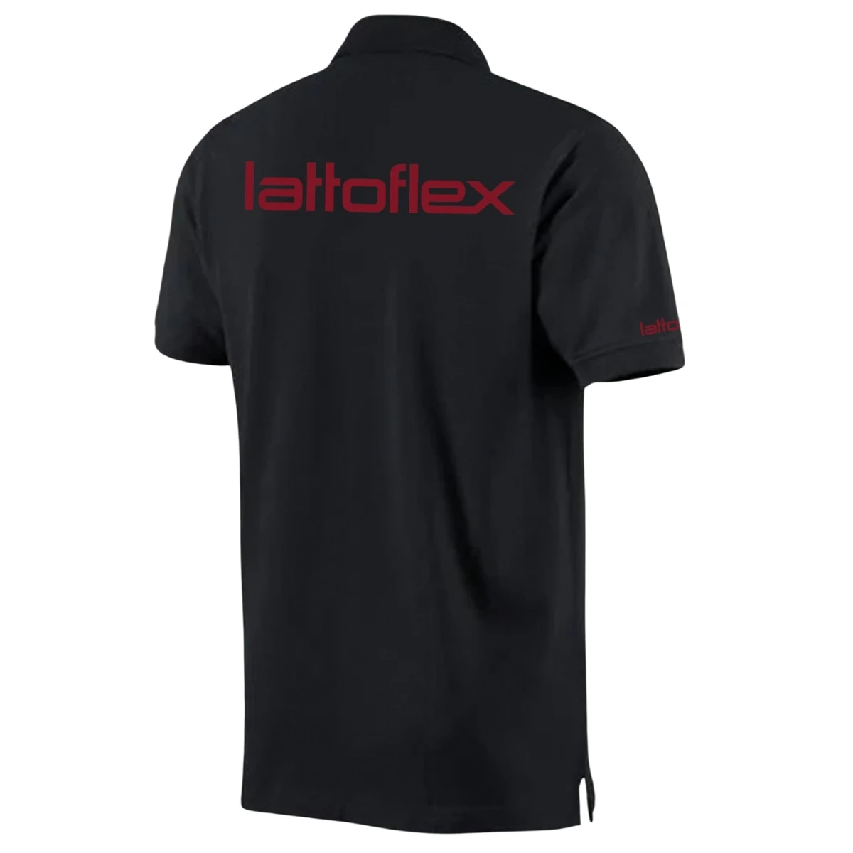 Lattoflex Polo-Shirt normale Weite Rueckseite bedruckt mit Lattoflex.